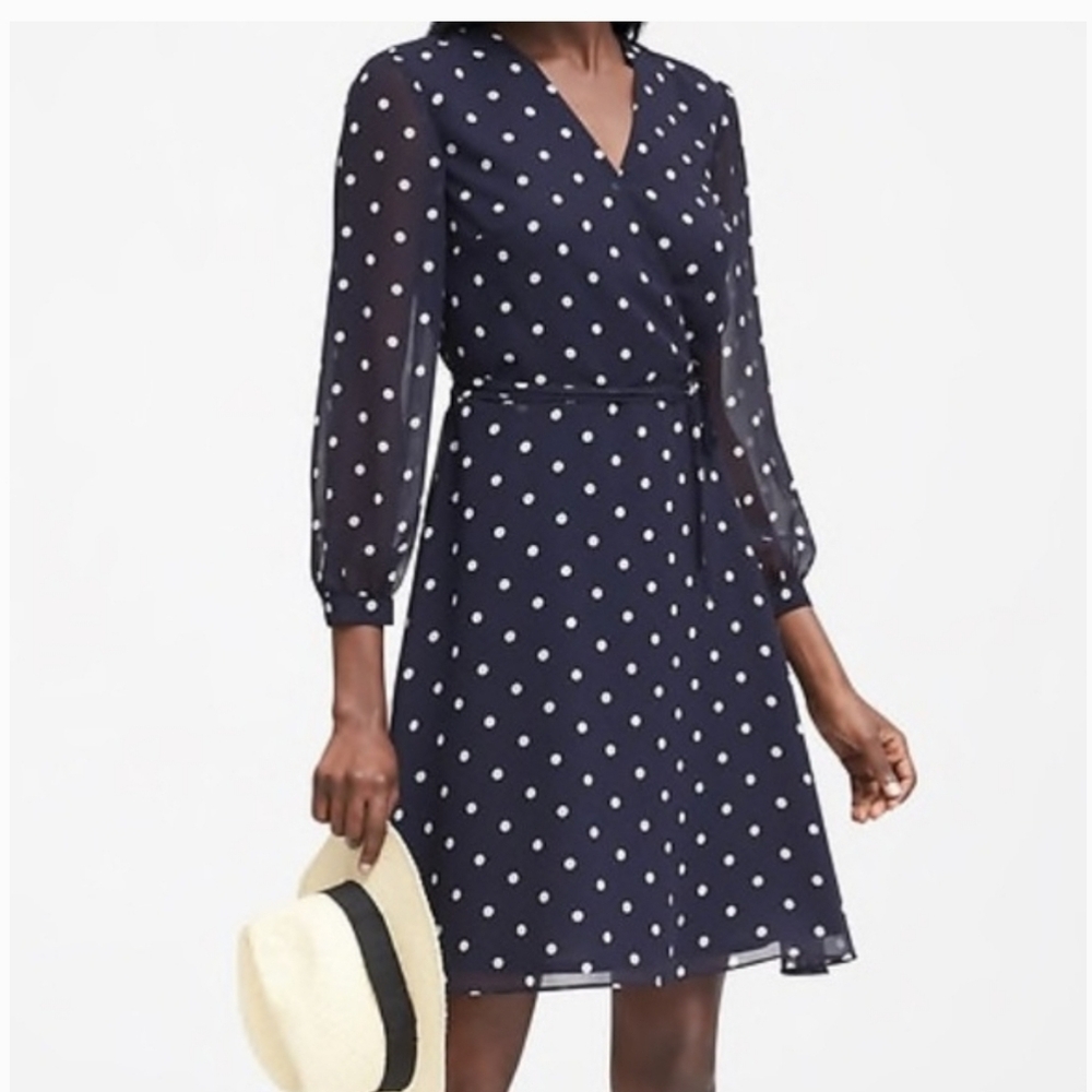 Banana Republic Navy Polka Dot Dress